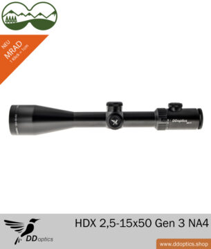 DDoptics ZF Nighteagle HDX 2,5-15x50 Generation 3 - Nouveau réticule 4 MRAD