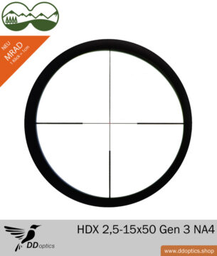 DDoptics ZF Nighteagle HDX 2,5-15x50 Generation 3 - Nouveau réticule 4 MRAD