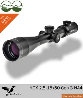 DDoptics ZF Nighteagle HDX 2.5-15x50 Generación 3 - Nueva Retícula 4 MRAD
