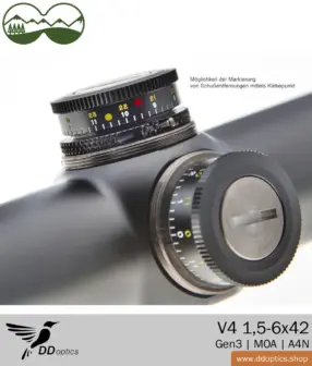 DDoptics Nighteagle 1.5-6x42 riflescope | V4 | A4N | MOA adjustment - Gen 3 11 DDoptics riflescope Nighteagle V4 1.5-6x42 Gen3 | MOA | A4N